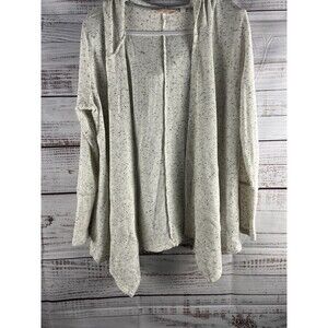 Harmony & Balance Open Front Hooded Cardigan Women’s Size 1X Oatmeal Speckled